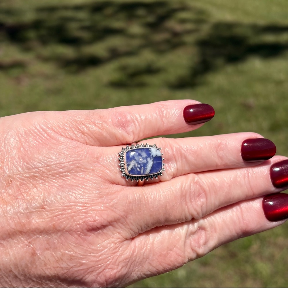 925 Sterling Silver Purple Agate Statement Ring
